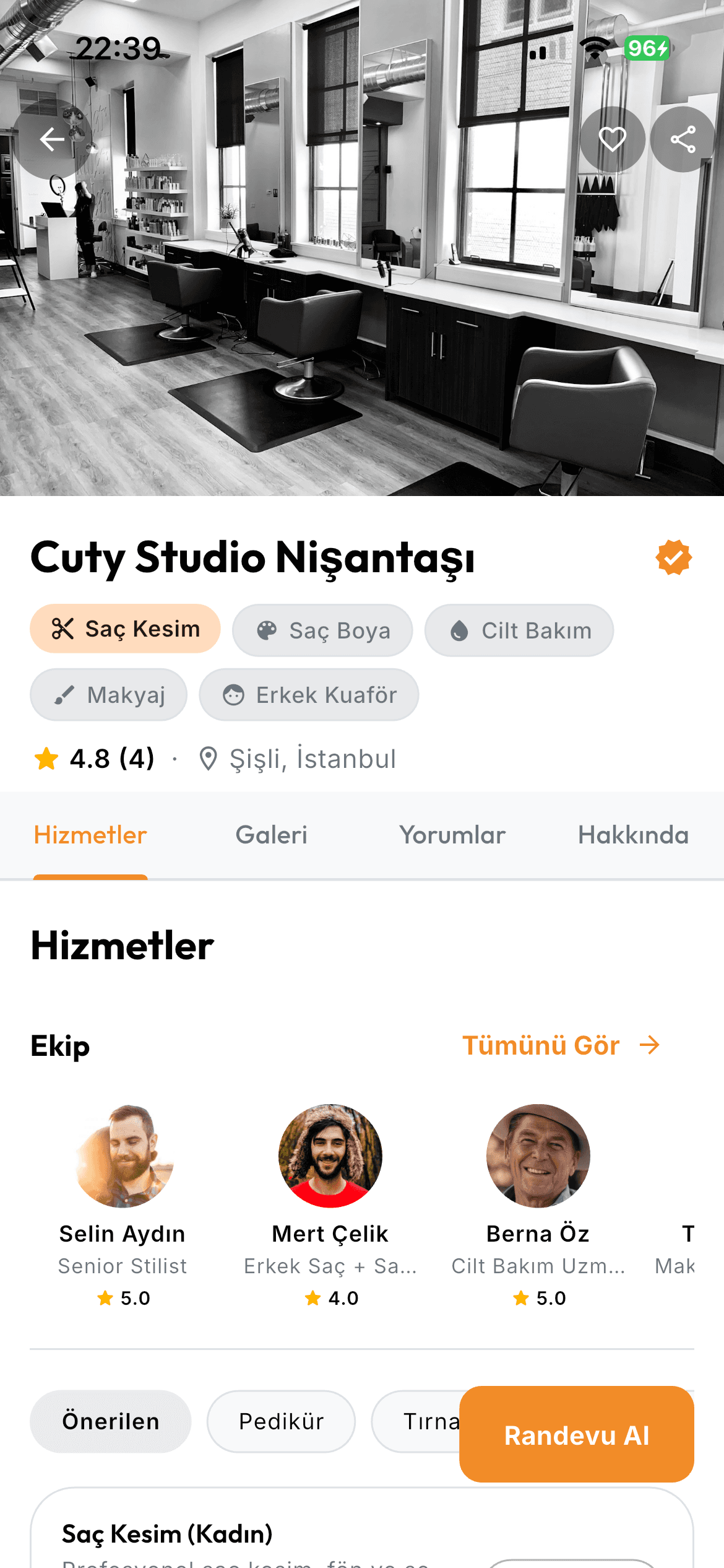 Salon detayı